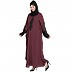 Designer Kaftan abaya with patch work- Maroon and Black